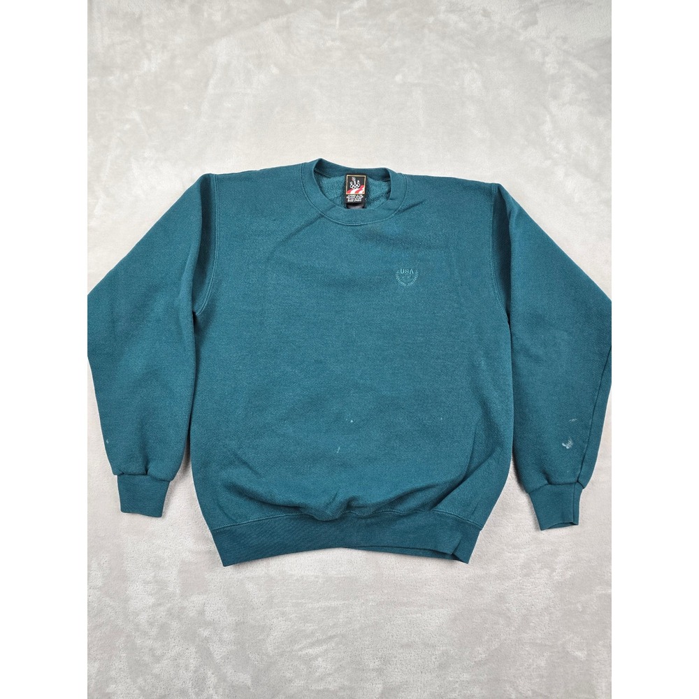 Vintage JCPenney USA Olympic Sweatshirt Youth Boy XL Green Crewneck Fleece *Read